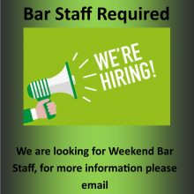 We are looking for Weekend Bar Staff