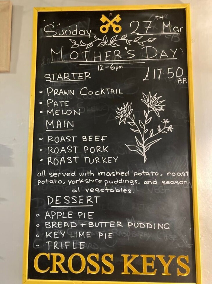 Mother’s Day at the Cross keys Upton