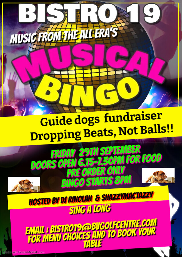 Musical Bingo fundraiser - Guide Dogs