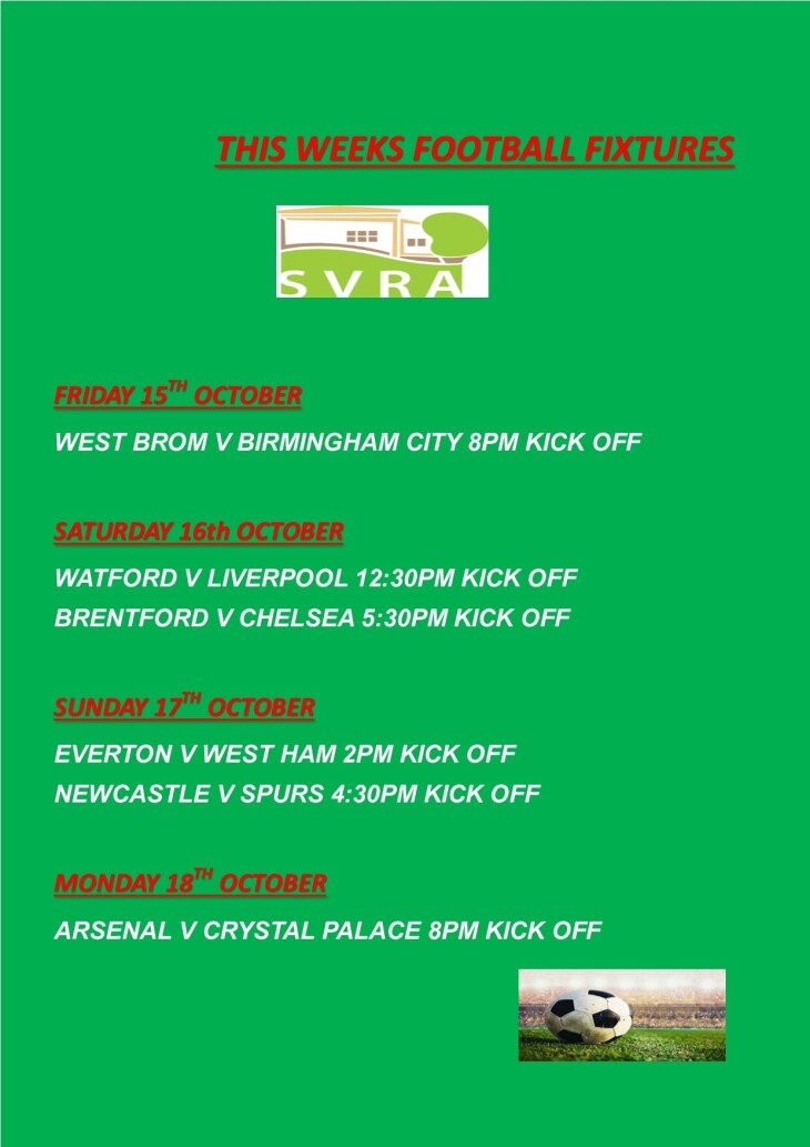 Football Fixtures this week