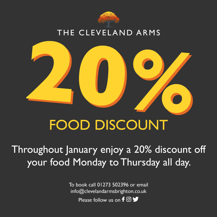 20% discount on food through January!!