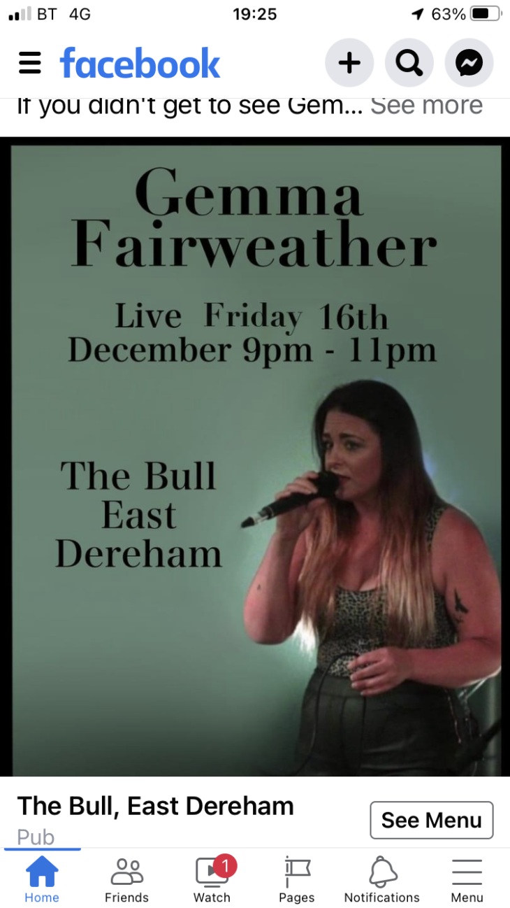 Gemma Fairweather back at the Bull