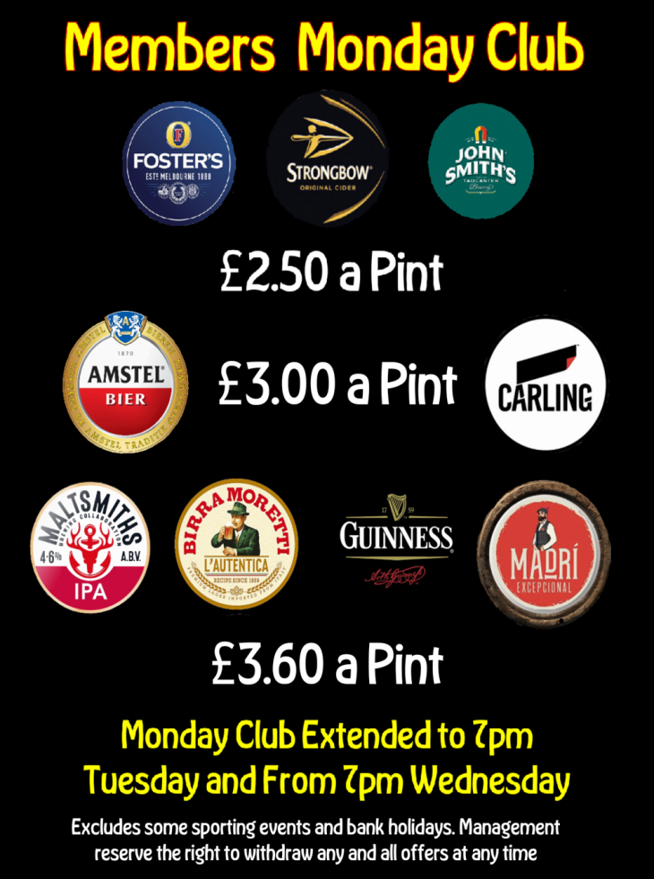 MEMBERS MONDAY CLUB OFFER!