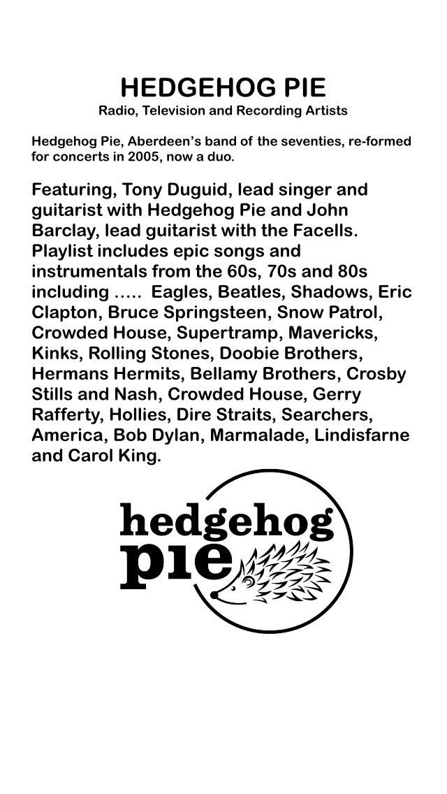 Live music from Hedgehog Pie