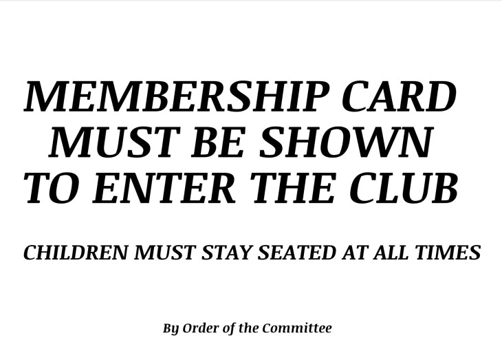 Membership Cards must be shown