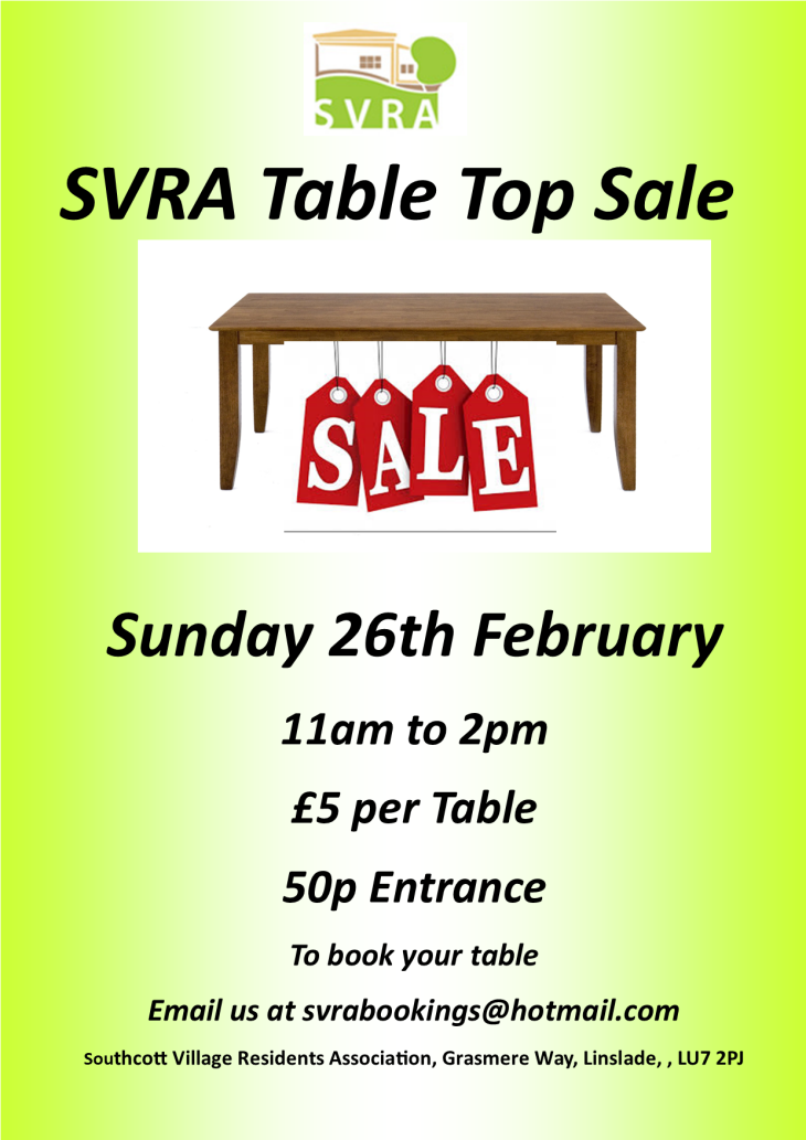 Don't Forget the SVRA Table top Sale
