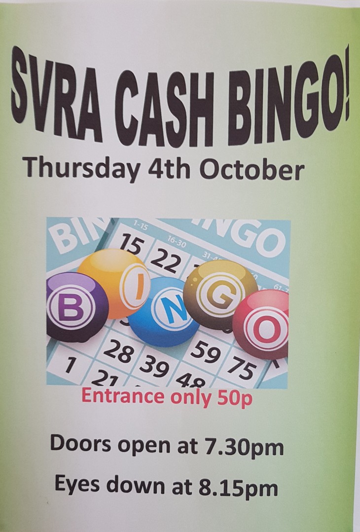 SVRA cash prize bingo! 