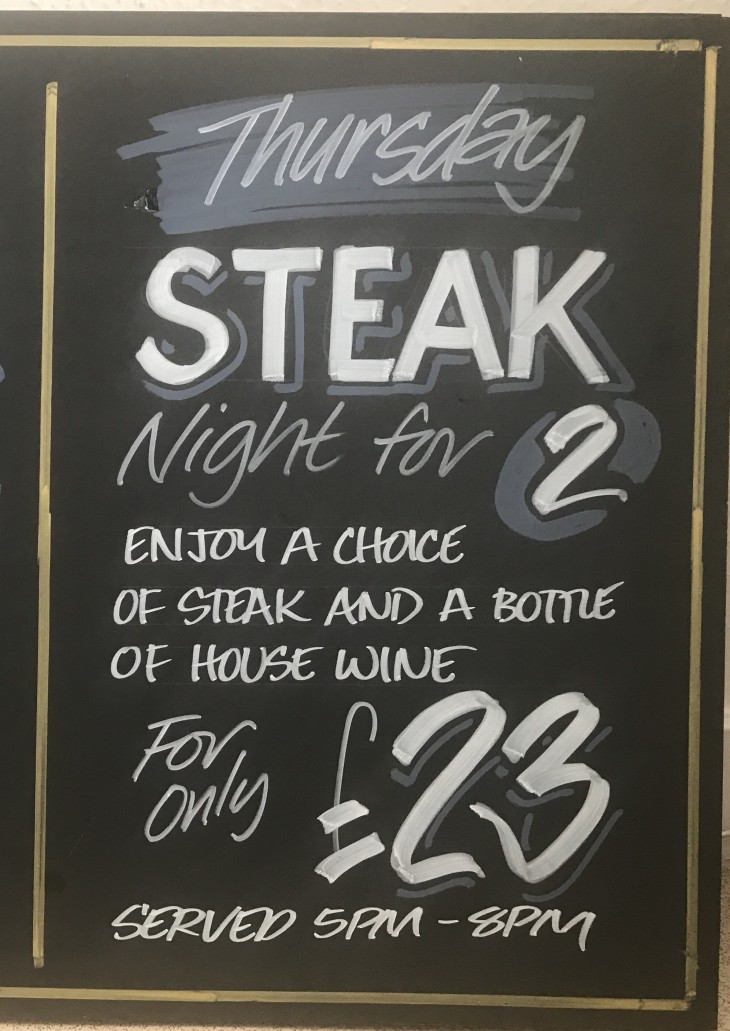 STEAK NIGHT - 2 DINE FOR ONLY £23!