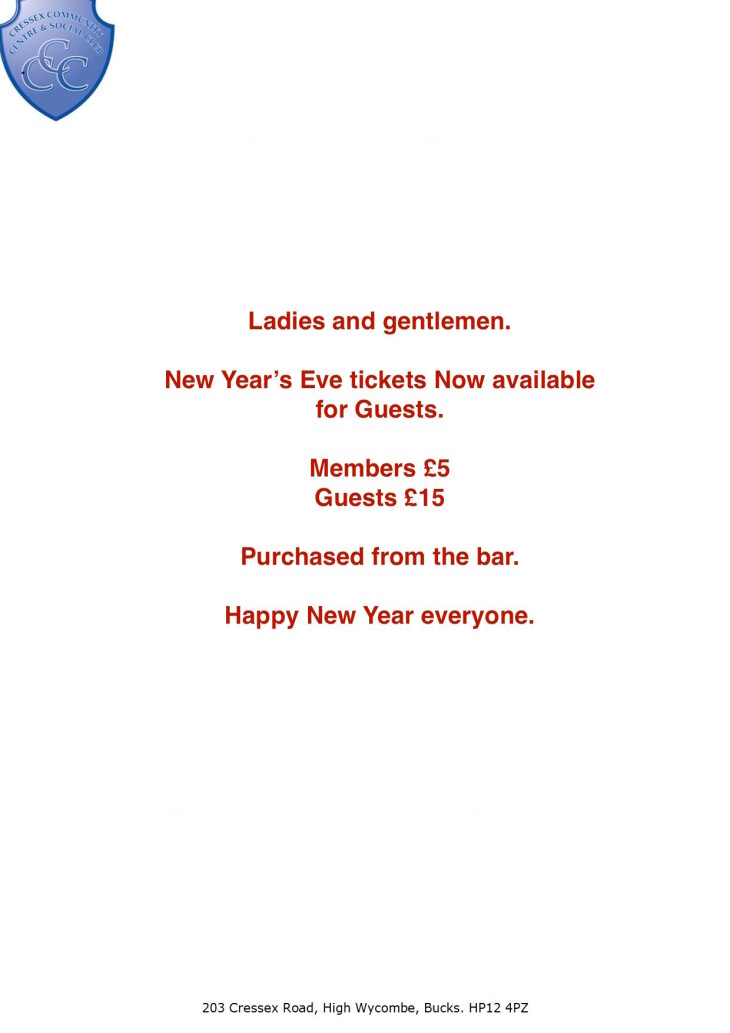New Years Eve - ticket update