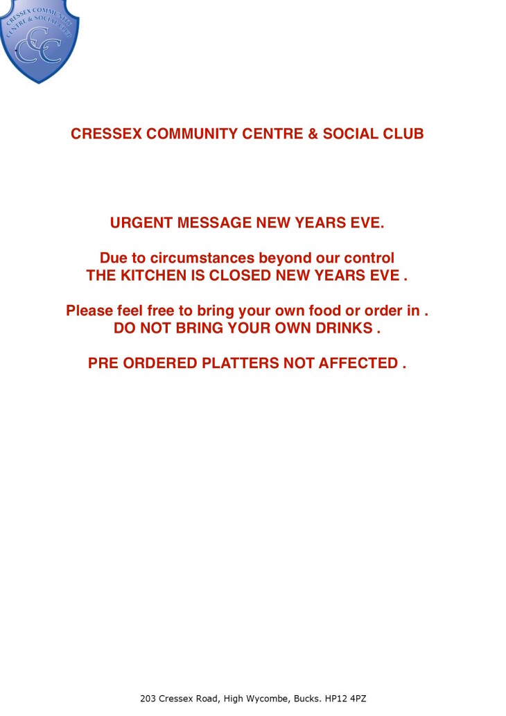 New Years Eve Urgent Announcement