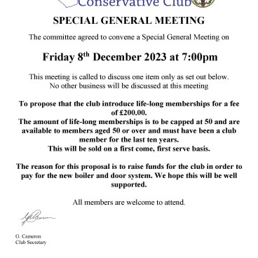Special General Meeting 19:00