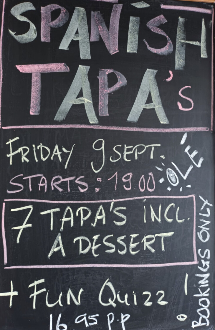Spanish Tapas Friday the 9th September