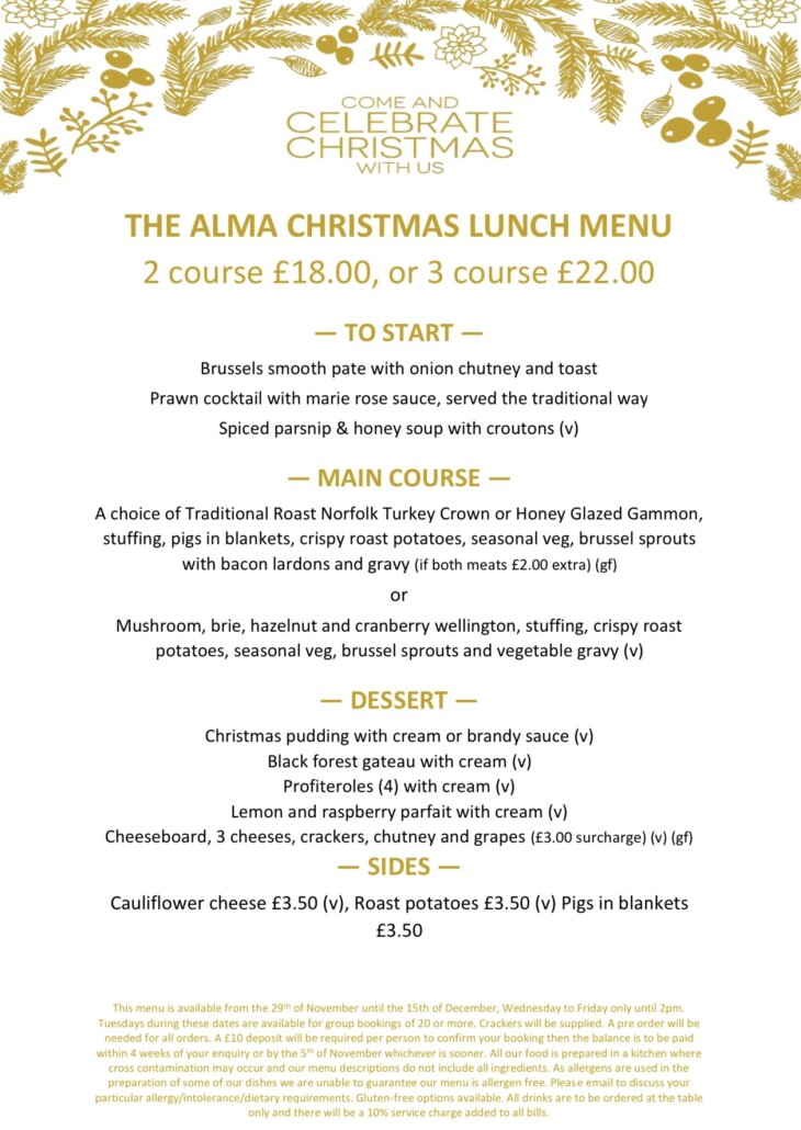 Our Christmas lunch menu has launched