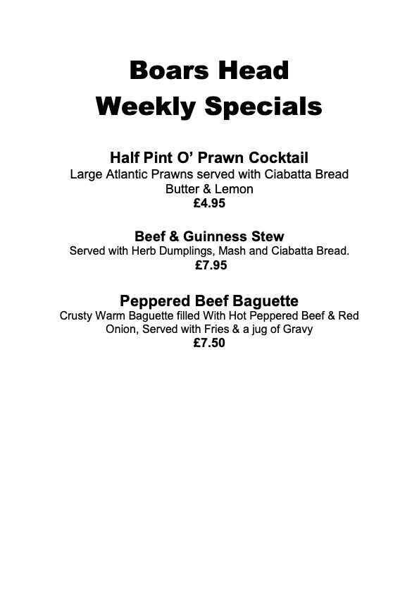 Back our Weekly Specials