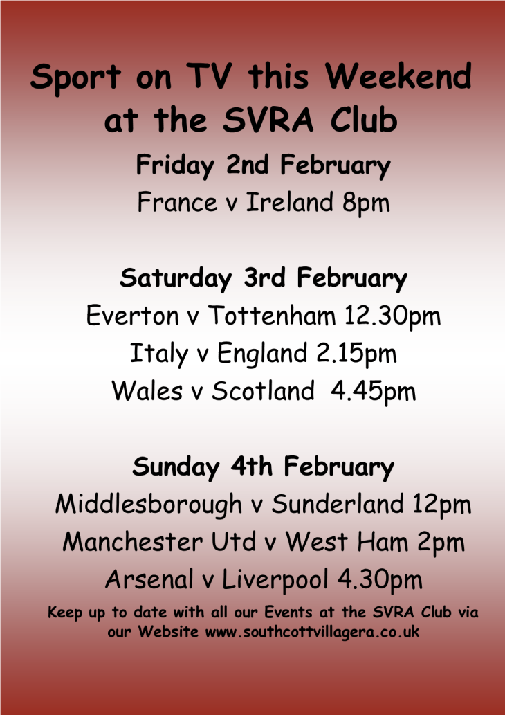 Sport on TV this Weekend at the SVRA