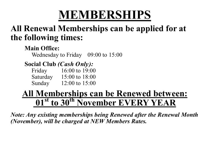 Membership Renewals Due NOW!