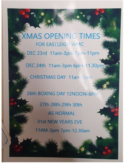 Festive opening hours