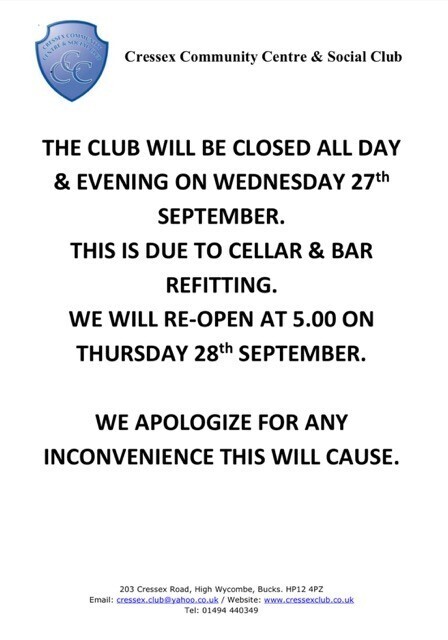 Club Temporary Closure Announcement