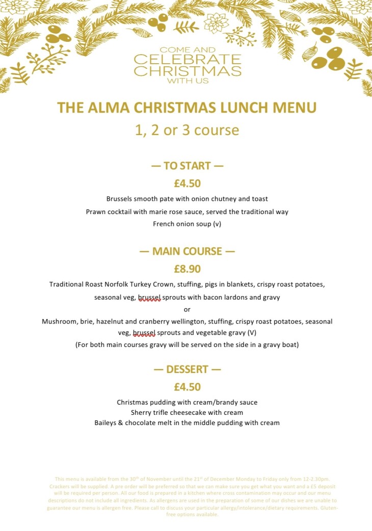 Christmas lunch bookings
