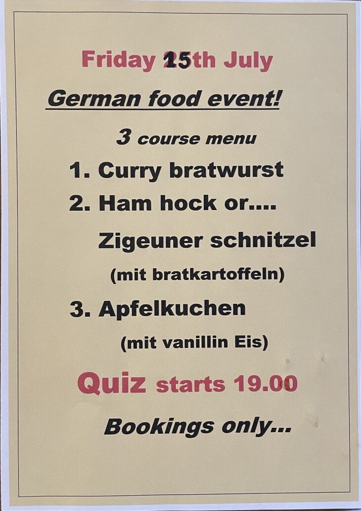 German Themed Food Night.