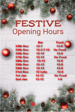 Festive opening Hours