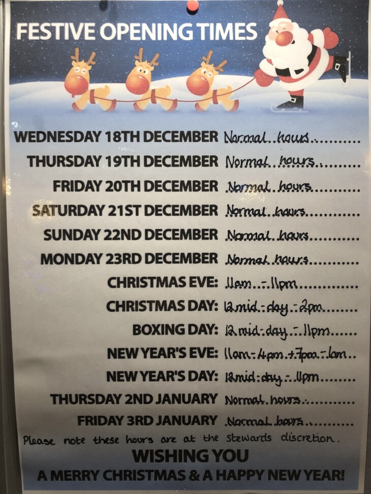 Christmas Opening Times.