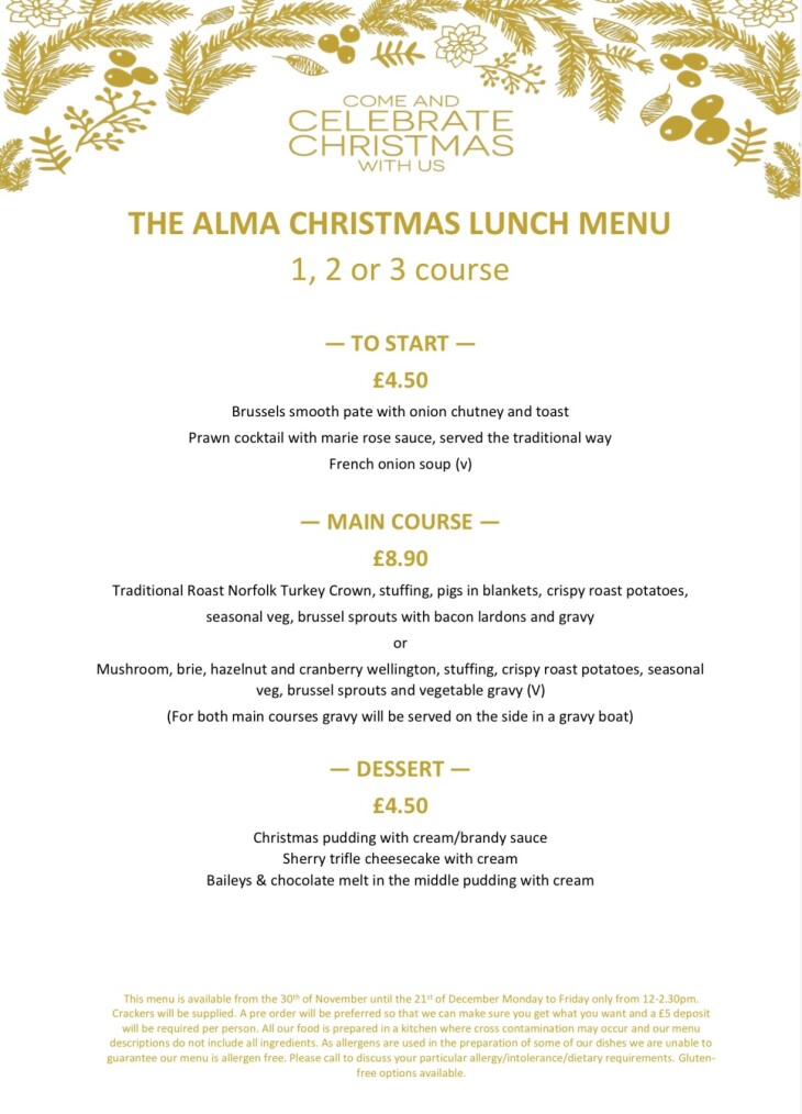 Christmas lunch bookings 2021