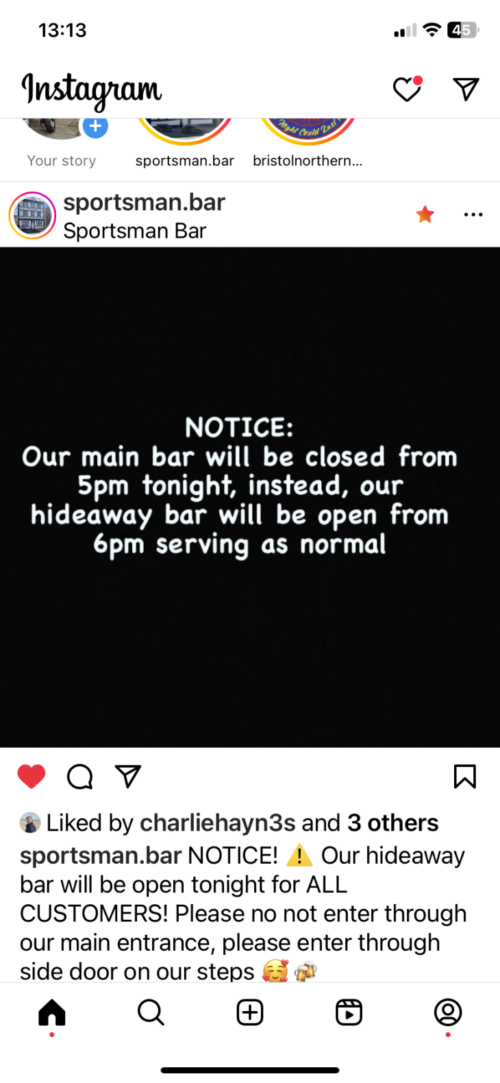 Main Bar closed tonight private event