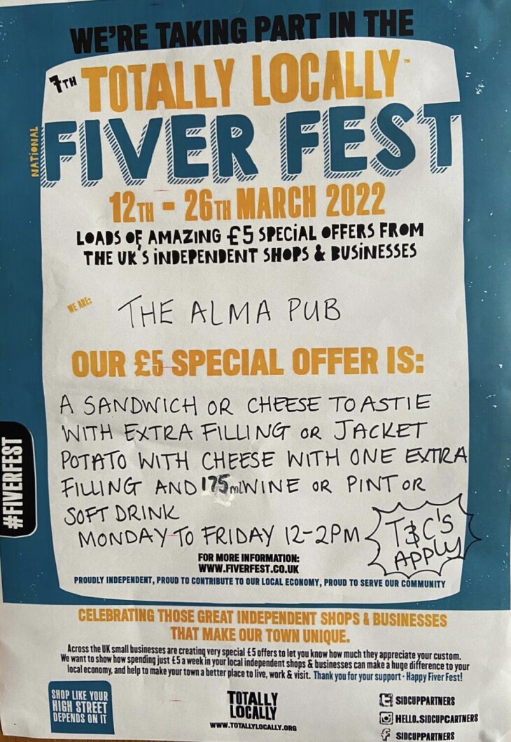 Fiver fest launches today at The Alma