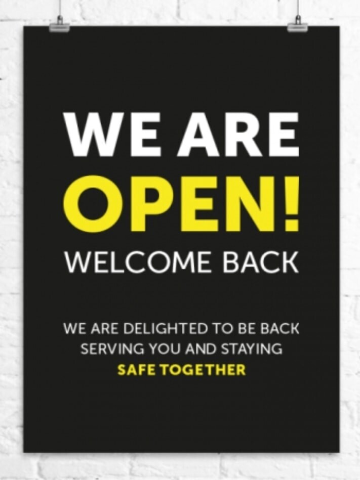 We are open! Welcome Back