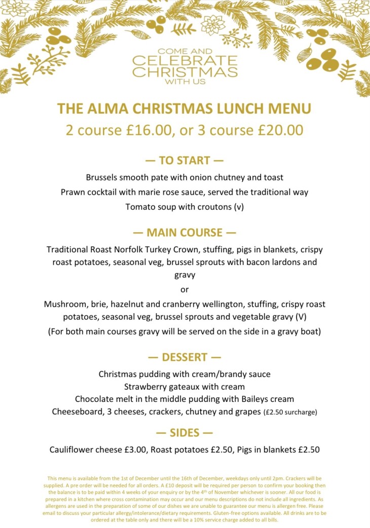 Christmas lunch menu is here