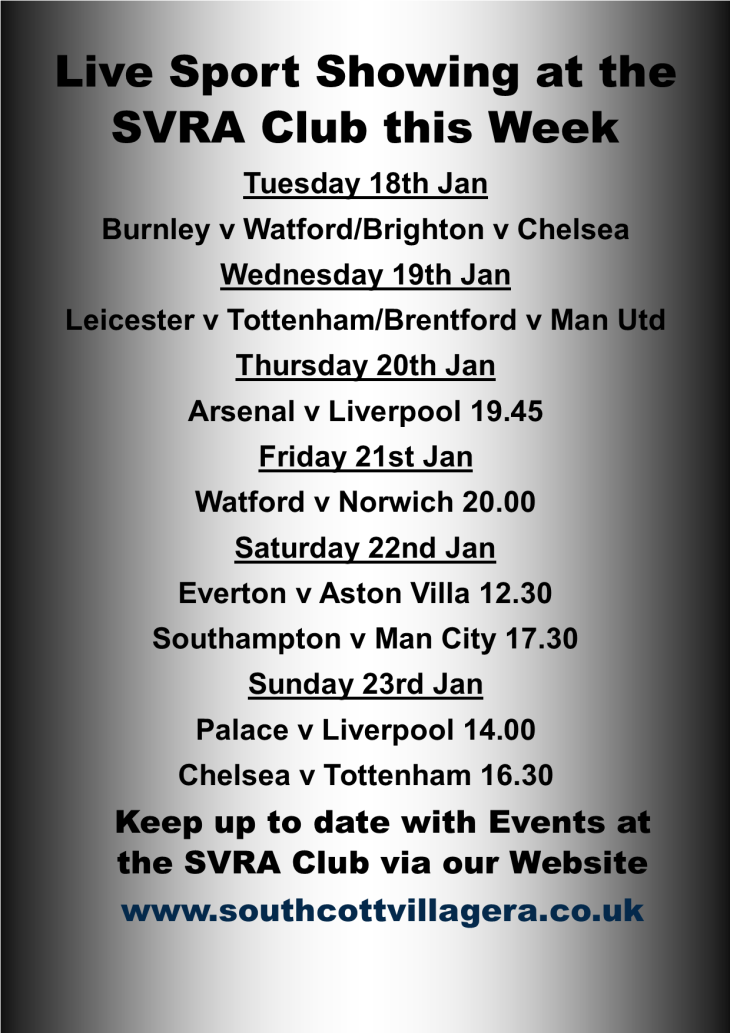 Live Football showing at the SVRA