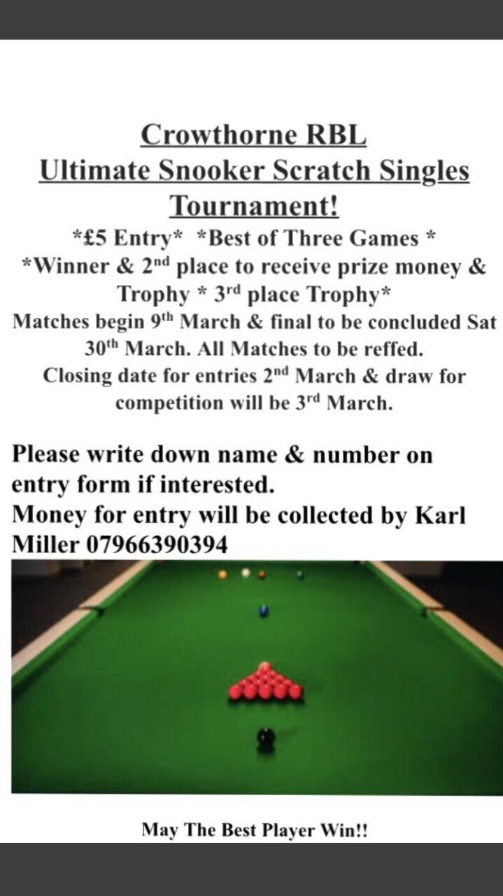 Crowthorne RBL Snooker Tournament