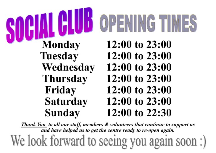 Opening Times from 19/07/21