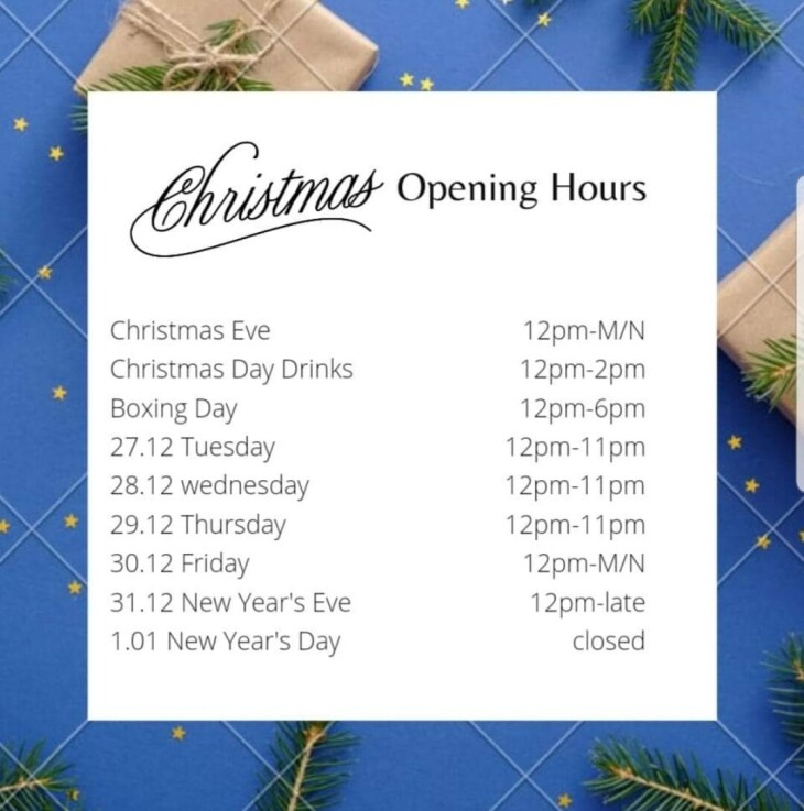 Xmas and NYE opening times