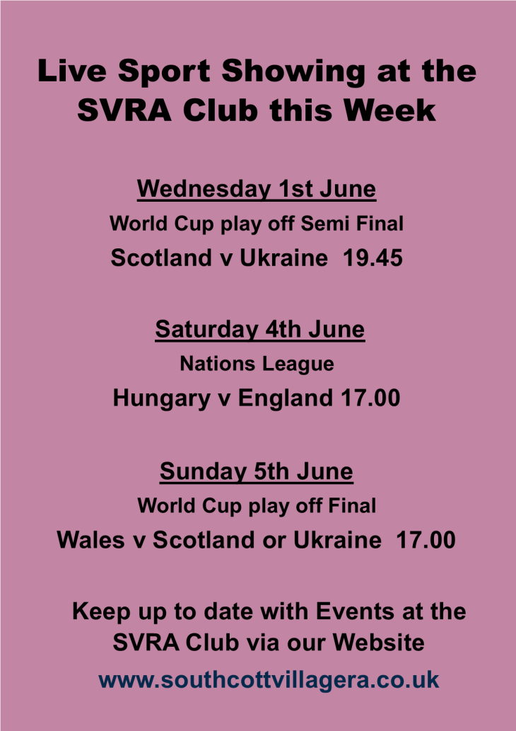Live Sport Showing at the SVRA Club