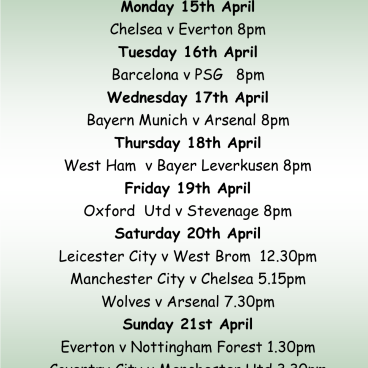 Live Football Showing at the SVRA Club