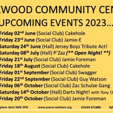 Upcoming Events at PWCA in 2023....