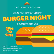 Burger night on monday's and tuesday's