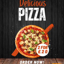2 for £20 on our delicious pizza’s
