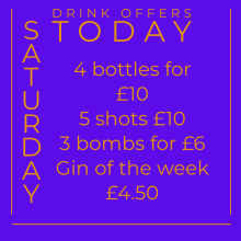 Saturday drink offers