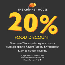 20% off food Tuesday to Thursday!!