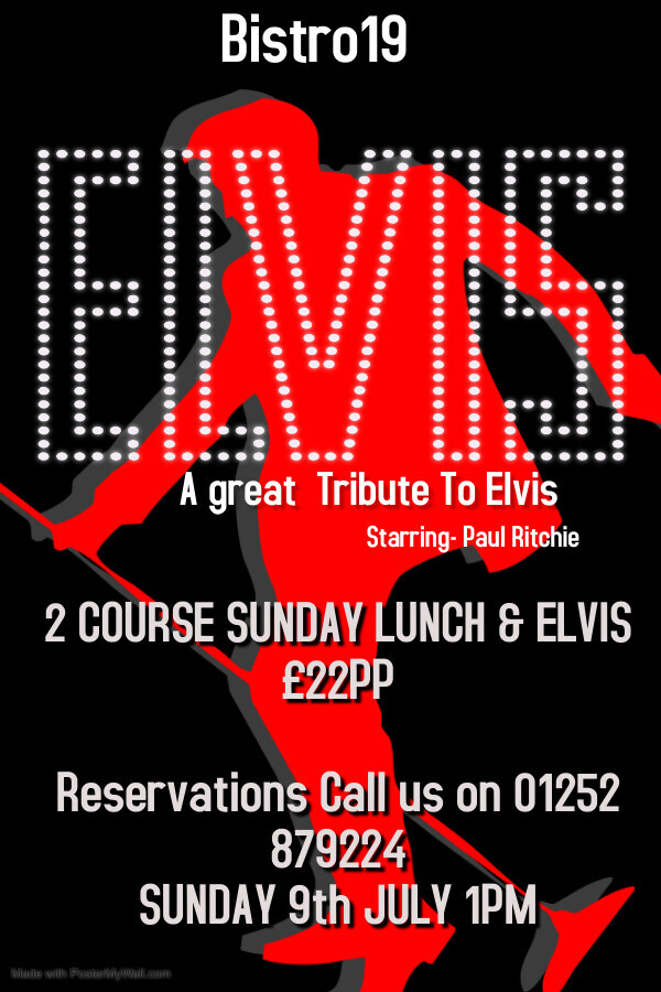 Elvis act Sunday 2 course lunch
