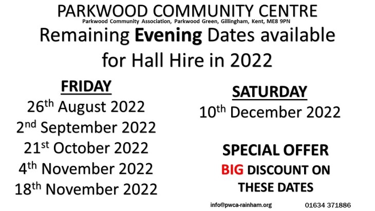 Hall Hire ** DISCOUNT FOR 2022 **