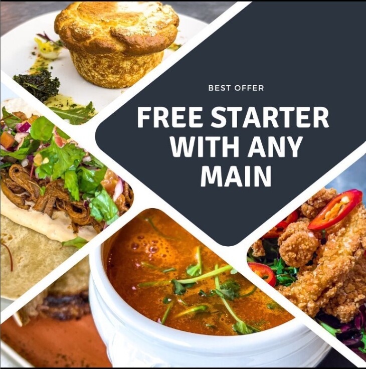 Free Starter or Dessert with any Main